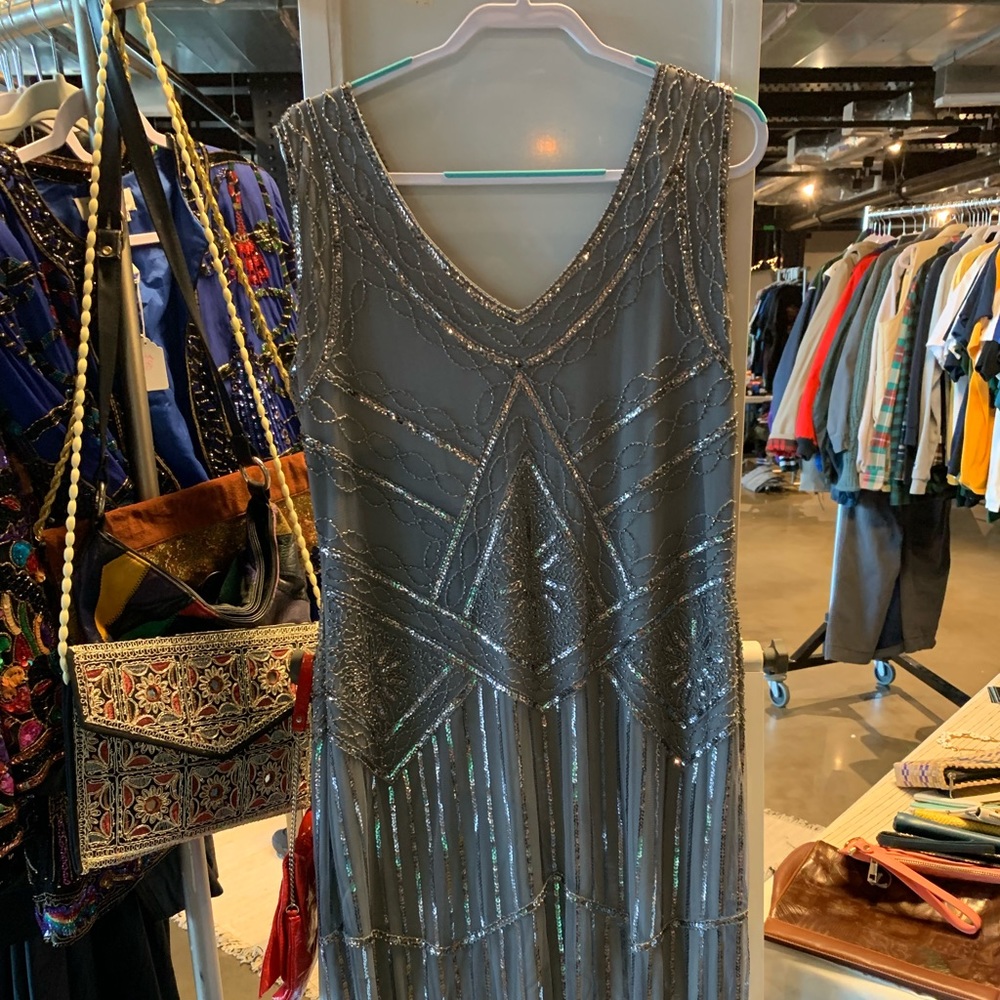 Babe Beyond Stunning Silver Flapper Style Dress